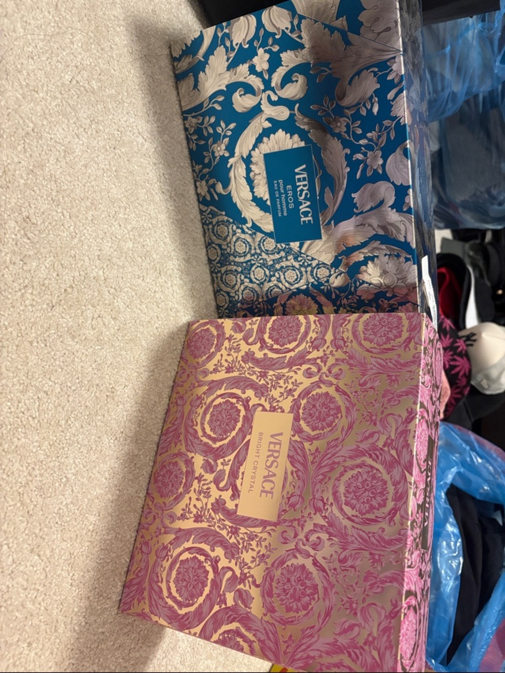 Versace Pink and Blue Baroque Pattern Gift Boxes